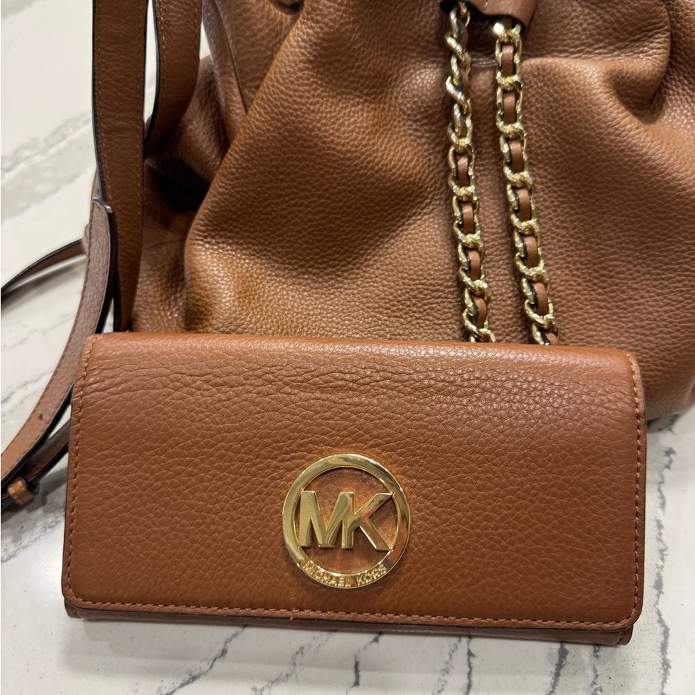 Michael Kors Brown Leather Bag and Wallet